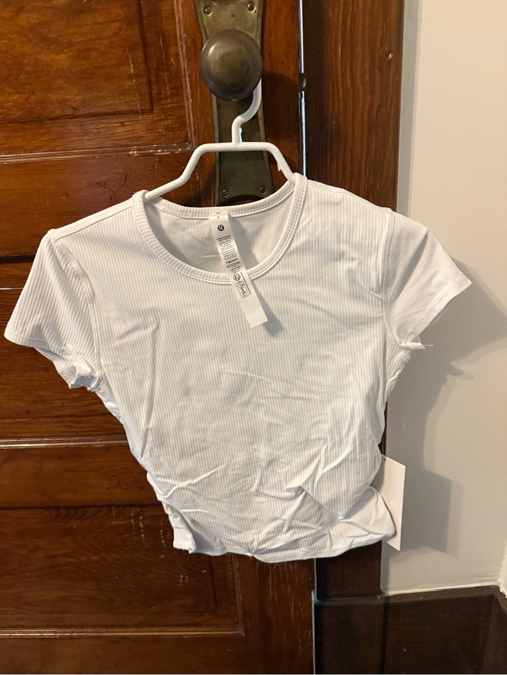 lululemon athletica White Ribbed Crop Tee